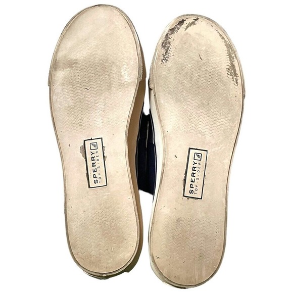 Sperry Top Sider Navy Blue Corduroy Plaid Lace Up Boat Shoes Size 7.5 - Picture 6 of 7